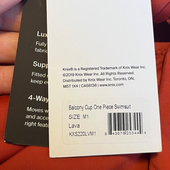 NWT Knix Balcony Cup One Piece Swimsuit Lava Size M+ 34 E, F, G - Picture 9 of 9